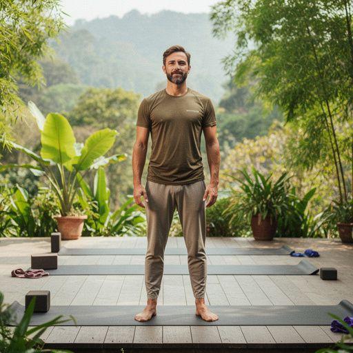 Retiro de bienestar en España con personas practicando yoga al aire libre rodeadas de naturaleza.